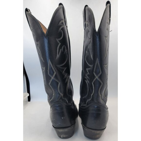 Vintage Nocona Boots Black Leather Western Cowboy Boots Mens 8D - Picture 6 of 16